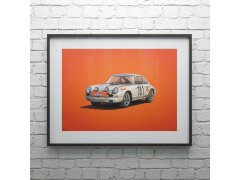 Automobilist Posters | Porsche 911R - Colours of Speed - Tour de France - 1969 - White | Unlimited Edition 2