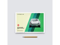 Automobilist Posters | Porsche 911 RS - 50th Anniversary - 1973 - White, Mini Edition, 21 x 30 cm