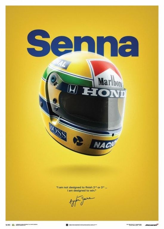 Poster - McLaren MP4/4 - Ayrton Senna - Helmet - San Marino GP - 1988 - Poster - Další zboží F1 Plakáty