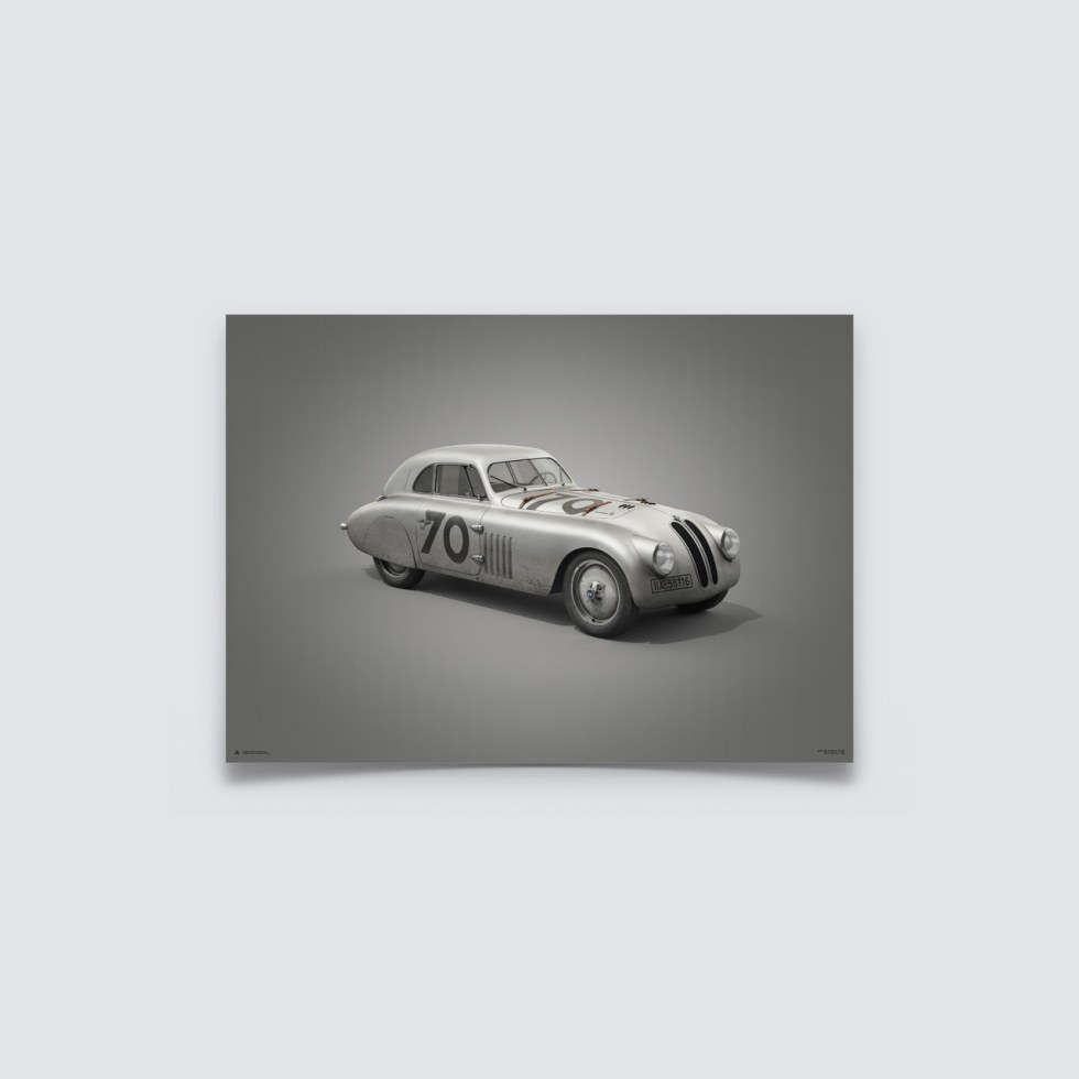 BMW 328 - Silver - Mille Miglia - 1940 - Colors of Speed Poster - Další zboží F1 Plakáty