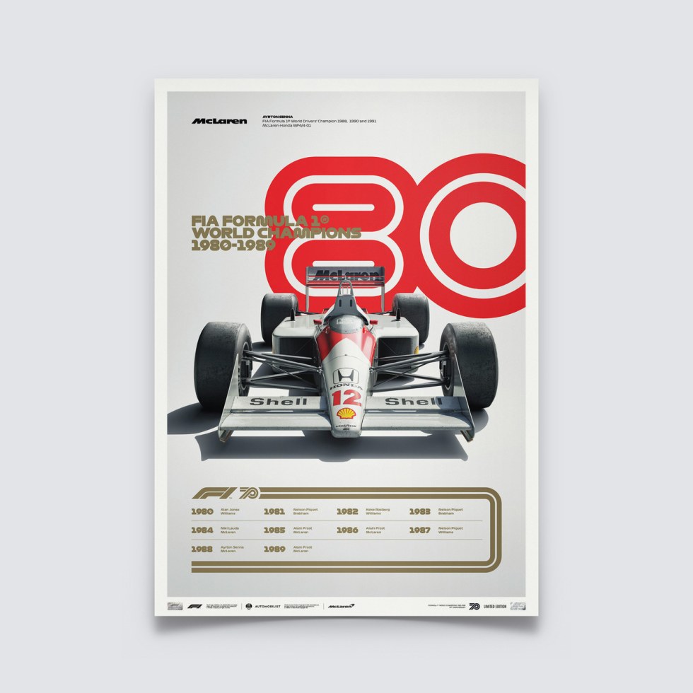 Automobilist Posters | Formula 1® - Decades - McLaren - 1980s | Limited Edition - Další zboží F1 Plakáty