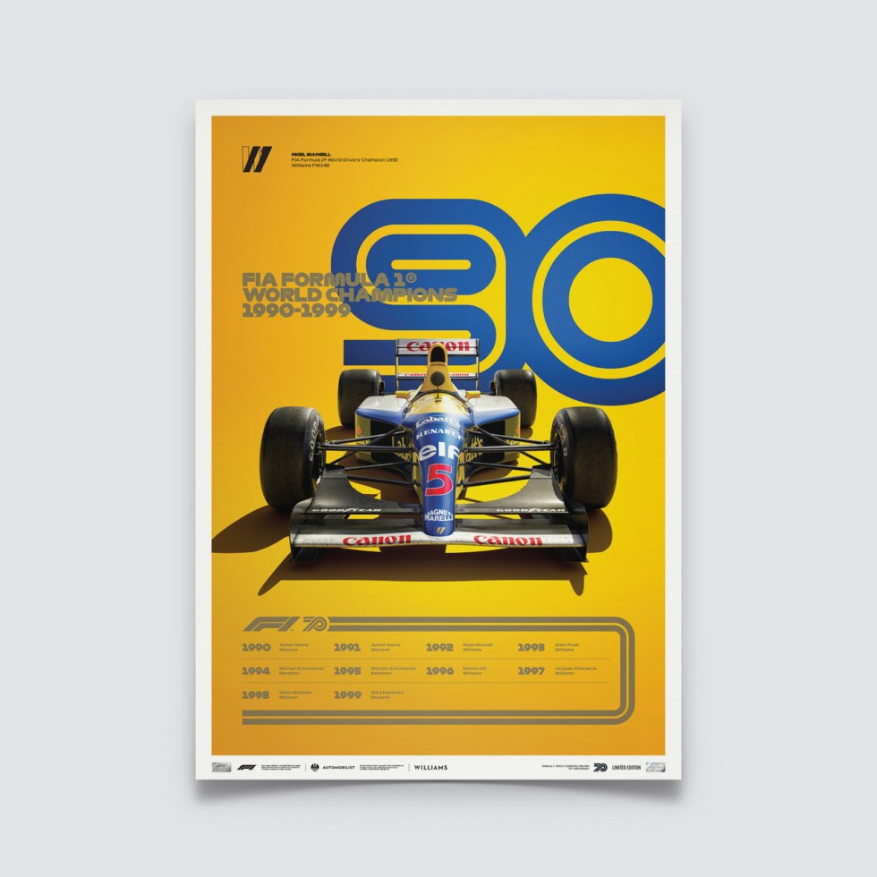 FORMULA 1® DECADES - 90s Williams | Limited Edition - Další zboží F1 Plakáty