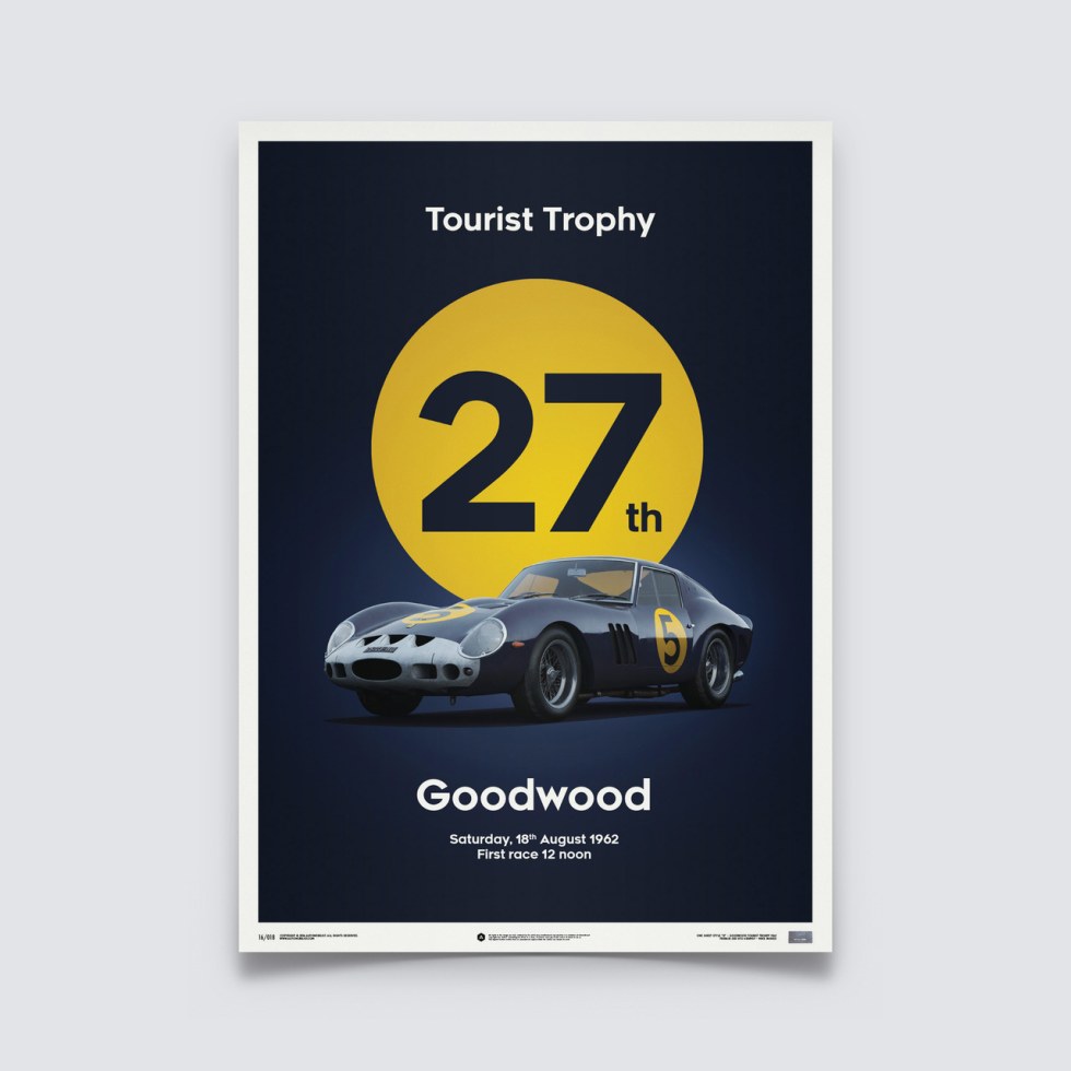 Automobilist Posters | Ferrari 250 GTO - Goodwood TT - 1962 - Blue | Limited Edition - Další zboží F1 Plakáty