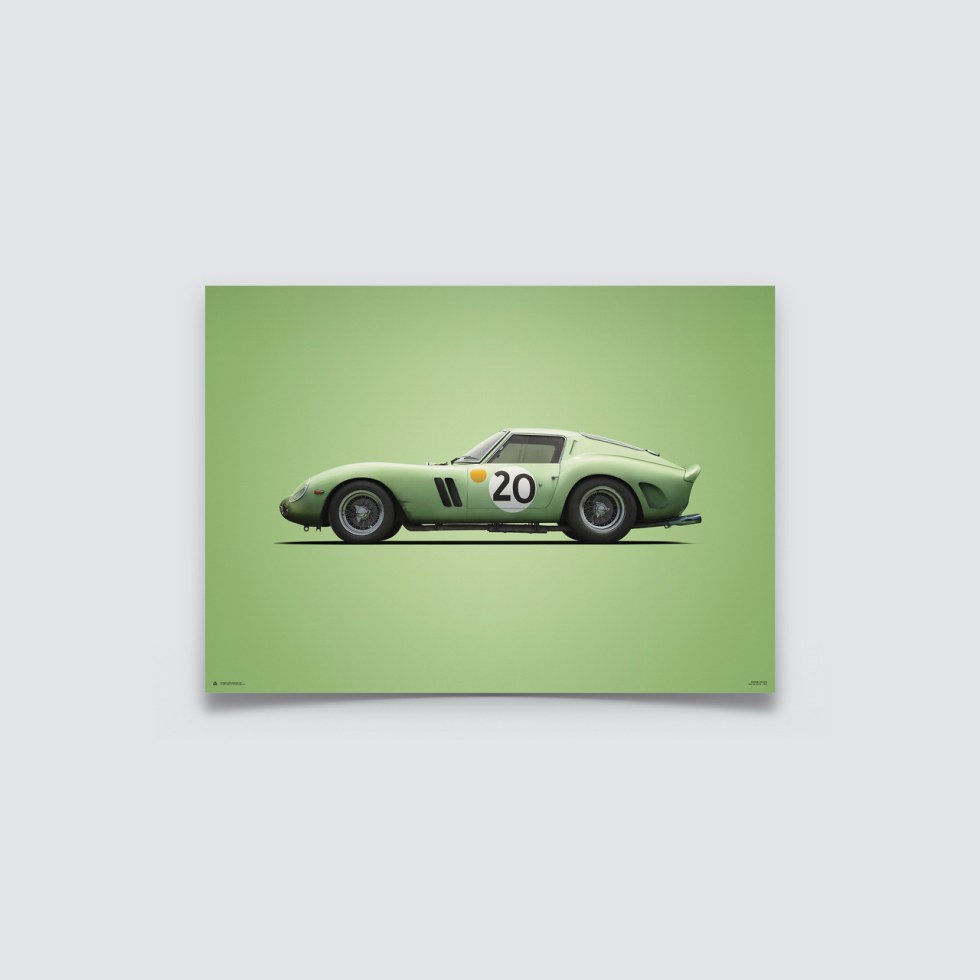 Automobilist Posters | Ferrari 250 GTO - Colours of Speed - 24 Hours of Le Mans - 1962 - Green | Unlimited Edition - Další zboží F1 Plakáty