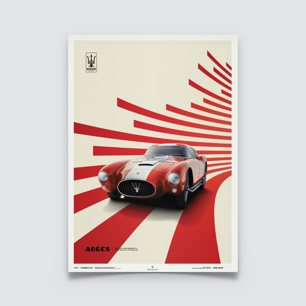 Automobilist Posters | Maserati A6GCS Berlinetta - 1954 - Red | Limited Edition - Další zboží F1 Plakáty