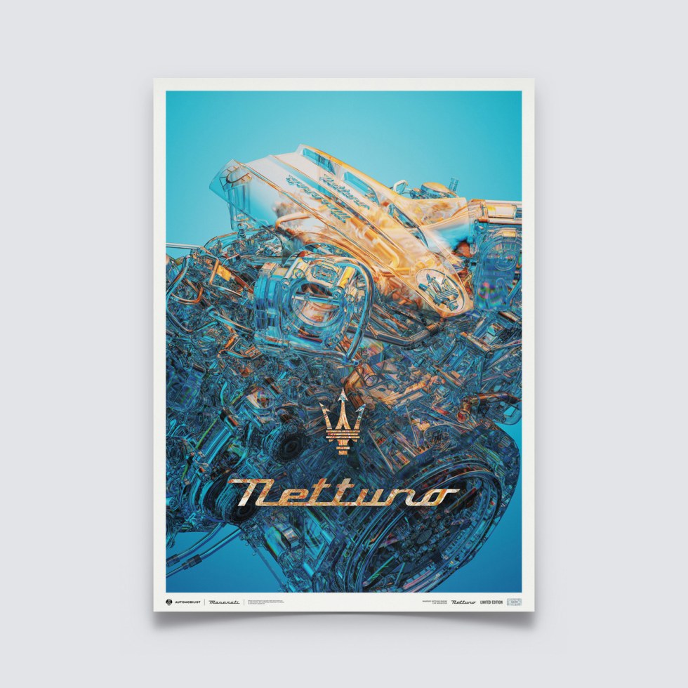 Automobilist Posters | Maserati Nettuno - Engine - Live Audacious | Limited Edition