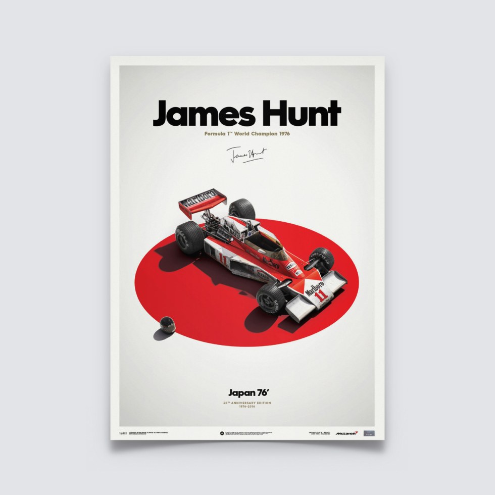McLaren M23 - James Hunt - Japan - Japanese GP - 1976 - Limited Poster - Další zboží F1 Plakáty
