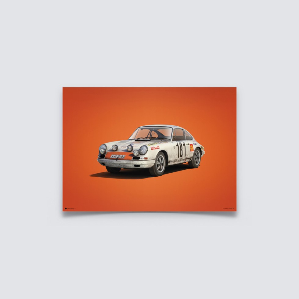 Porsche 911R - White - Tour de France - 1969 - Colors of Speed Poster - Další zboží F1 Plakáty