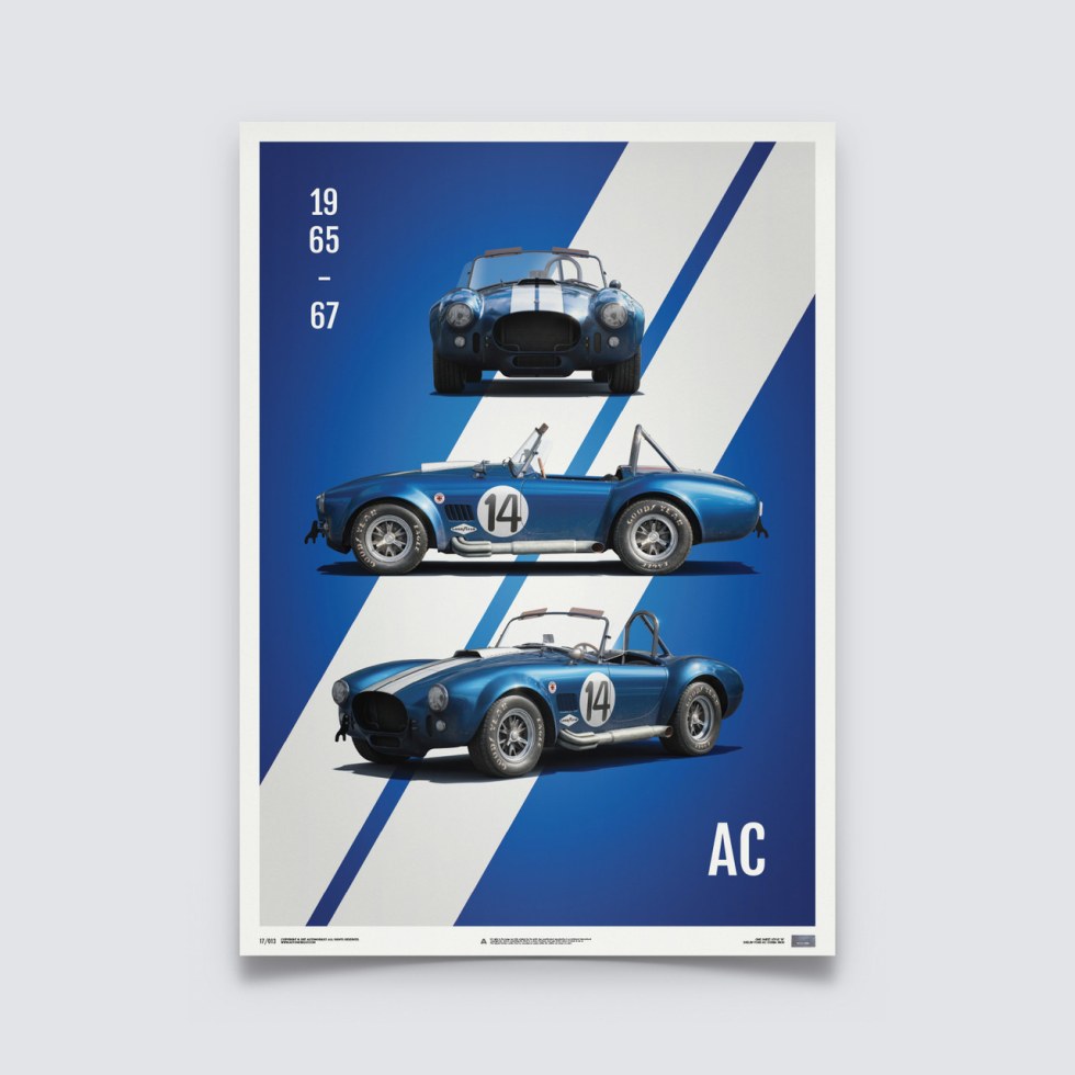 Shelby-Ford AC Cobra Mk III - Blue - 1965 - Limited Poster - Další zboží F1 Plakáty