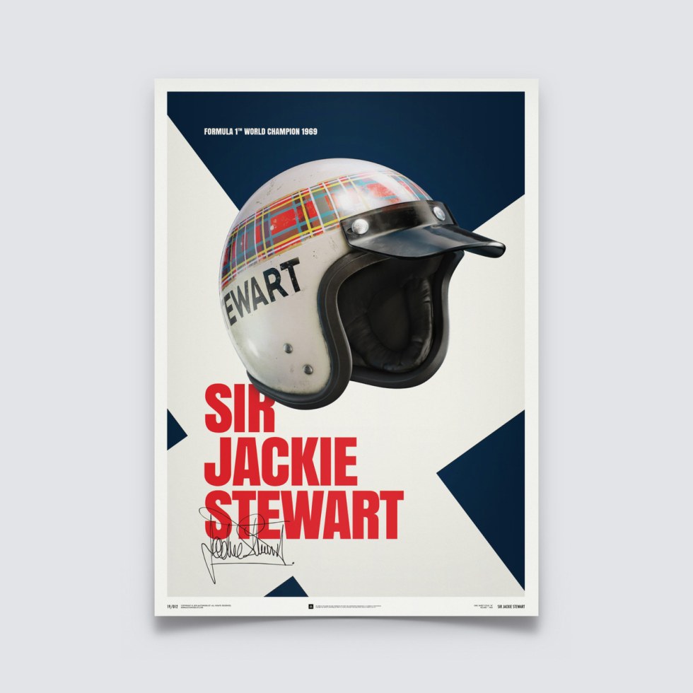 Sir Jackie Stewart - Helmet - 1969 - Poster - Další zboží F1 Plakáty