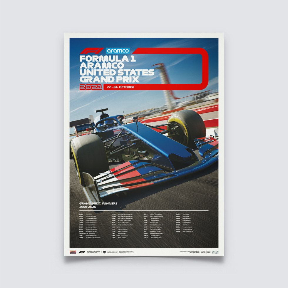 Automobilist Posters | Formula 1® - Aramco United States Grand Prix - 2021 | Limited Edition - Další zboží F1 Plakáty