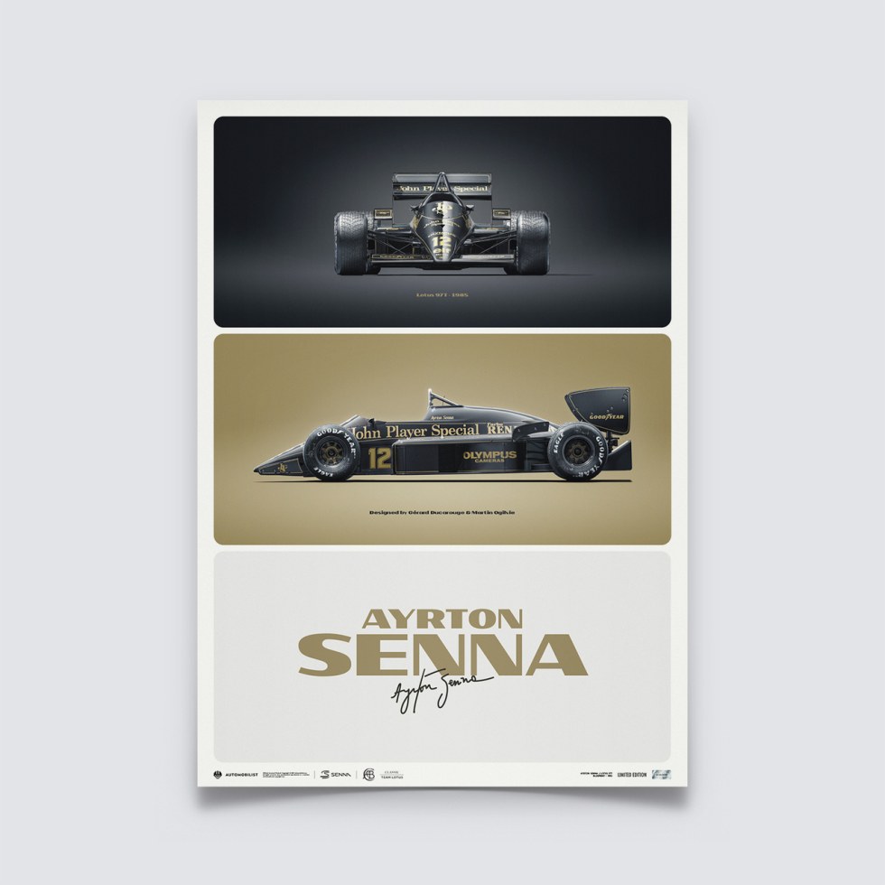 Automobilist Posters | Lotus 97T - Ayrton Senna - The First Win - Estoril - 1985 | Limited Edition - Další zboží F1 Plakáty