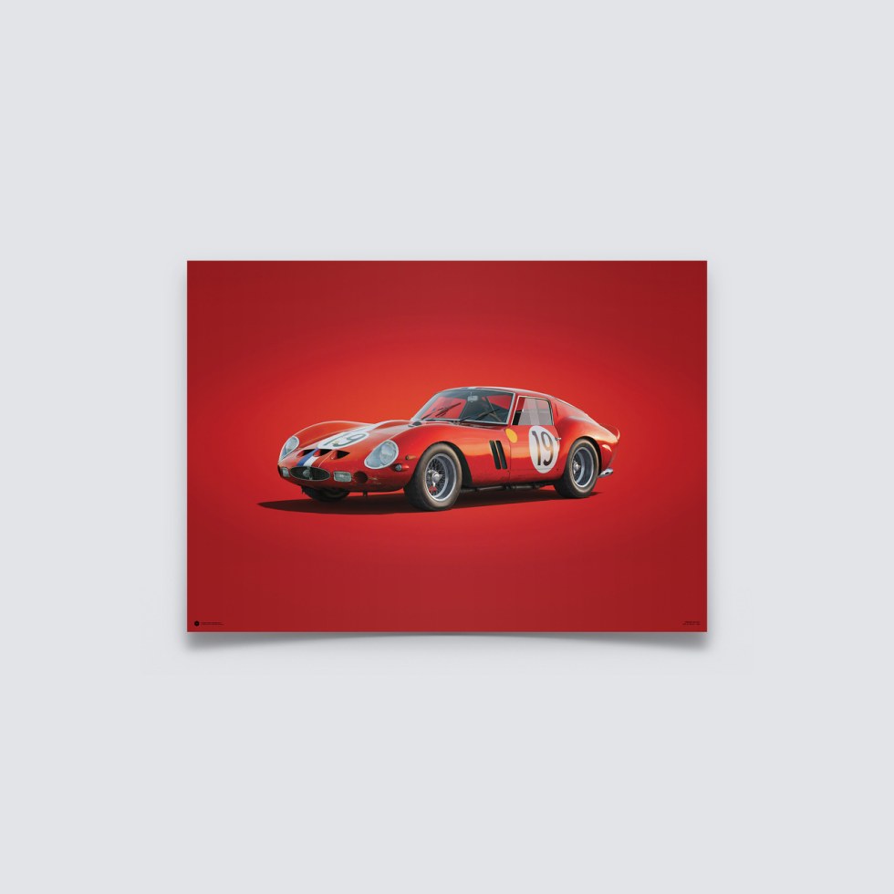 Automobilist Posters | Ferrari 250 GTO - Colours of Speed - 24 Hours of Le Mans - 1962 - Red | Unlimited Edition - Další zboží F1 Plakáty