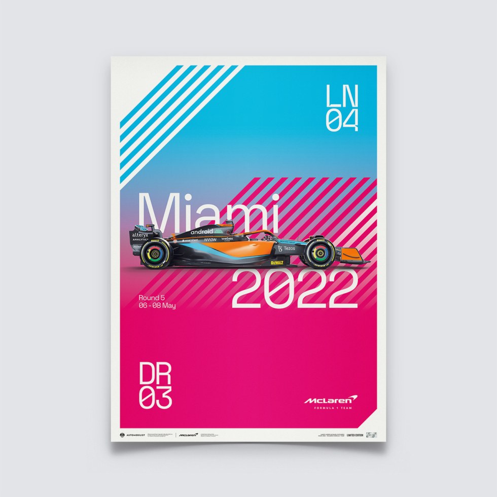 Automobilist Posters | McLaren Formula 1 Team - Miami 2022 | Limited Edition - Další zboží F1 Plakáty