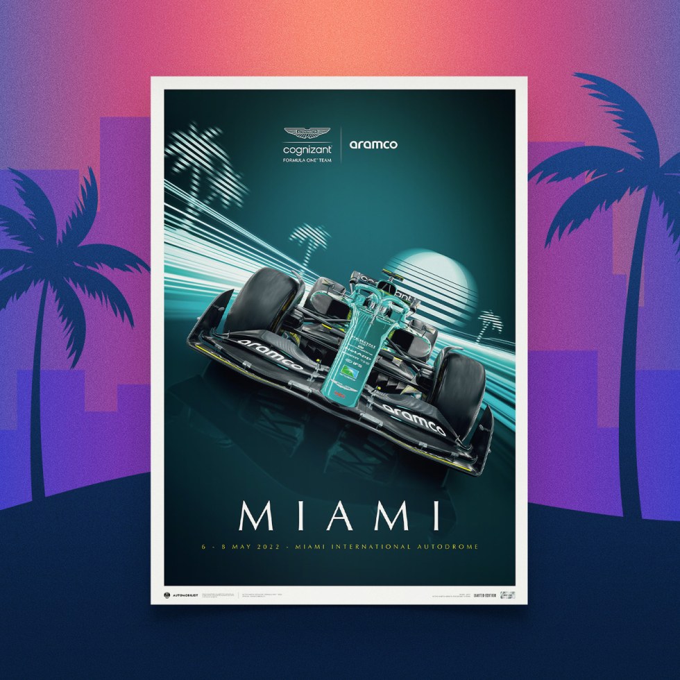 Automobilist Posters | Aston Martin Aramco Cognizant Formula 1 Team - Miami - 2022 | Limited Edition - Další zboží F1 Plakáty
