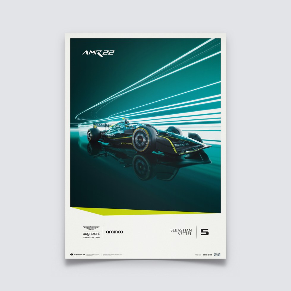 Automobilist Posters | Aston Martin Aramco Cognizant Formula 1 Team - Sebastian Vettel - 2022 | Limited Edition - Další zboží F1 Plakáty