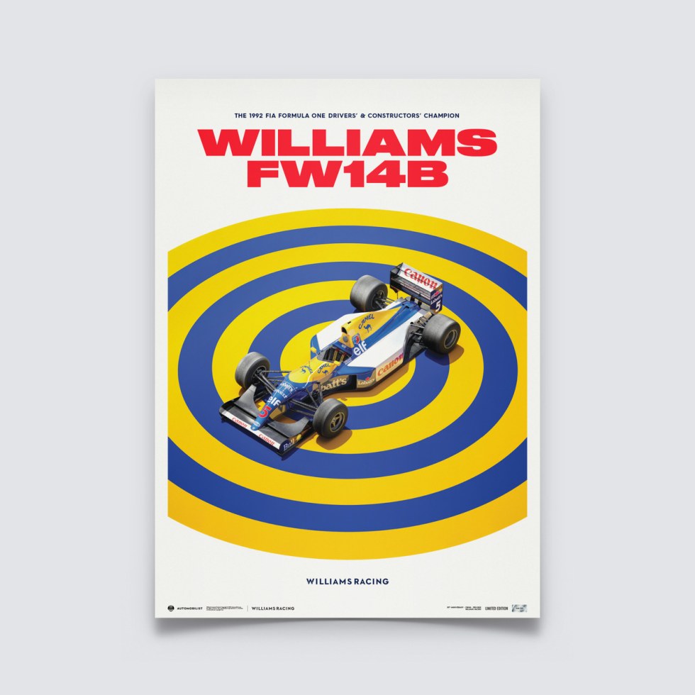 Automobilist Posters | Williams Racing - FW14B - F1® World Drivers´ & Constructors´ Champion - 1992 | Limited Edition - Další zboží F1 Plakáty