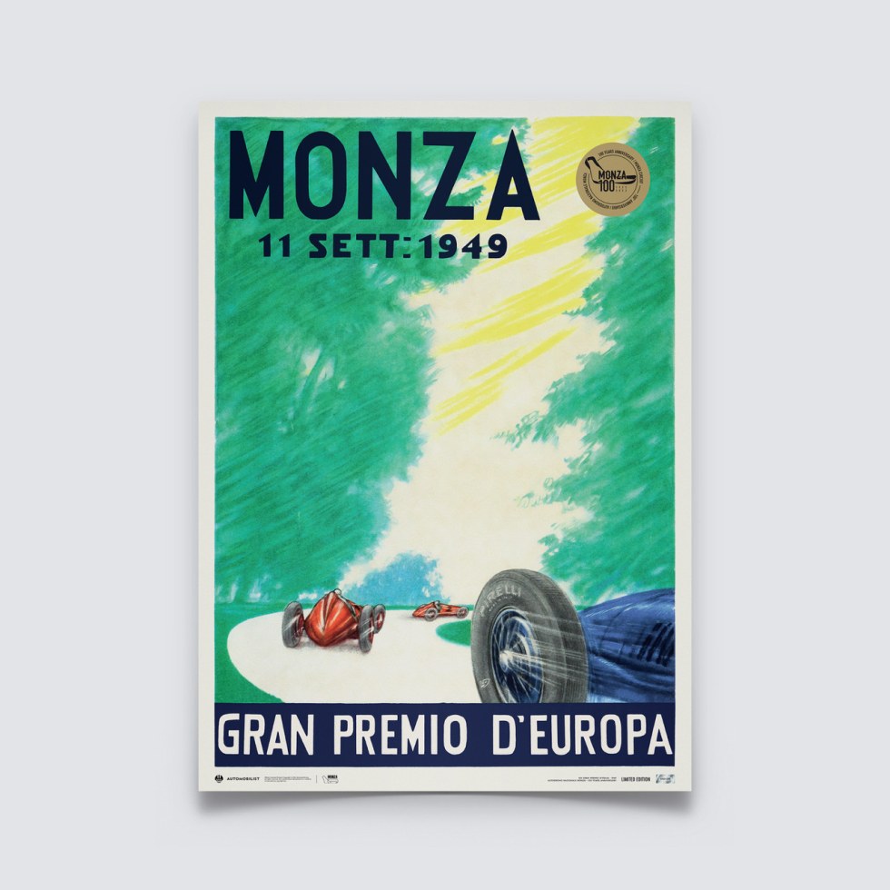 Automobilist Posters | Monza Circuit - 100 Years Anniversary - 1949 | Limited Edition - Další zboží F1 Plakáty