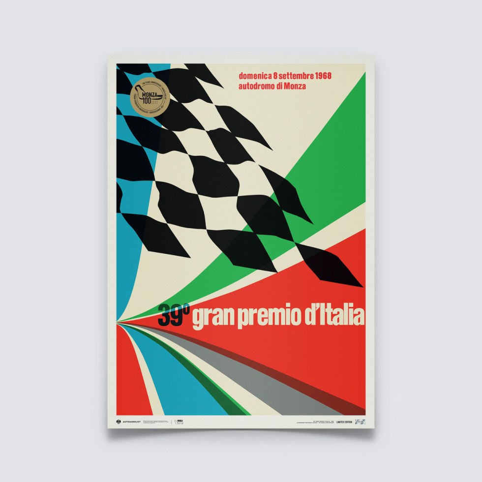 Automobilist Posters | Monza Circuit - 100 Years Anniversary - 1968 | Limited Edition - Další zboží F1 Plakáty