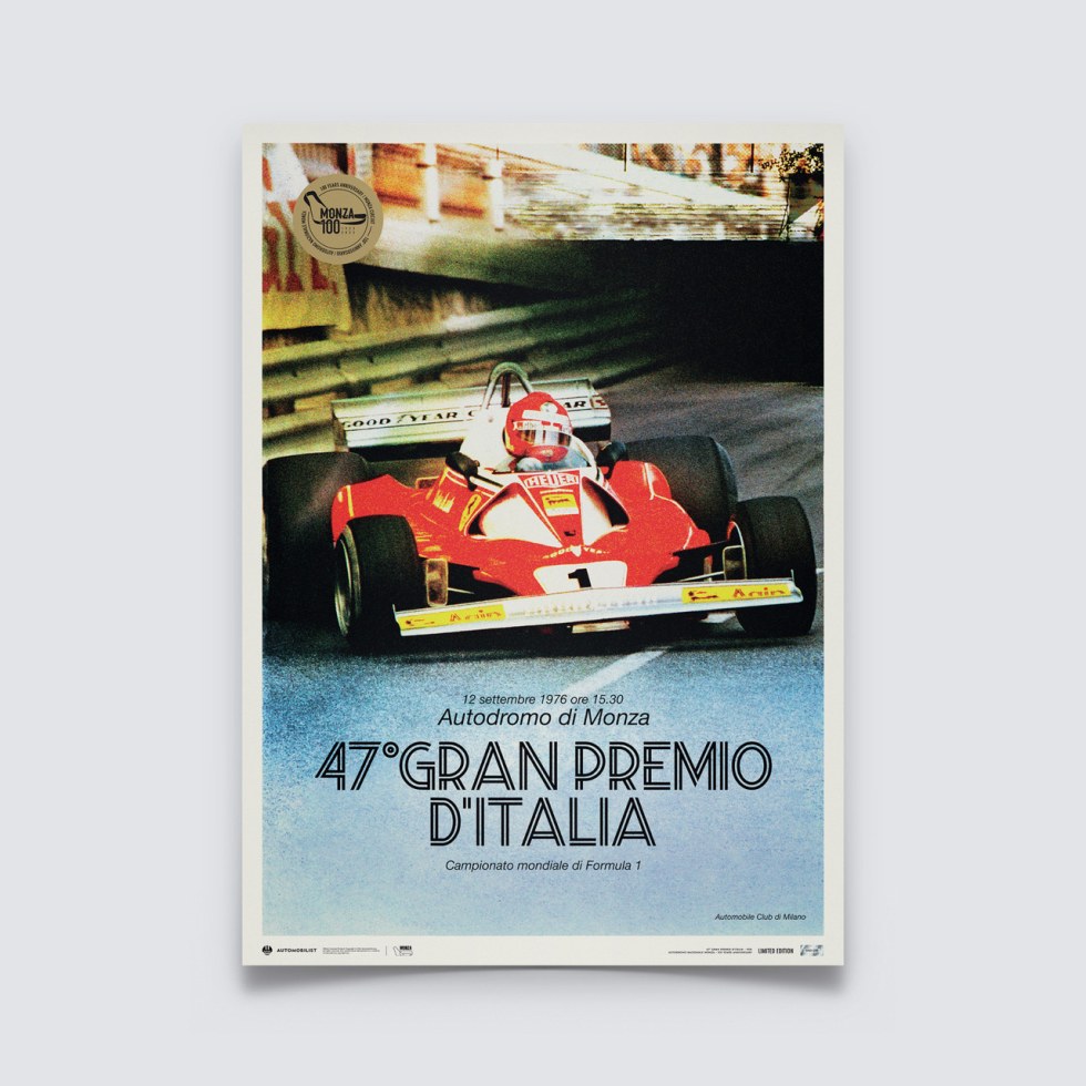 Automobilist Posters | Monza Circuit - 100 Years Anniversary - 1976 | Limited Edition - Další zboží F1 Plakáty