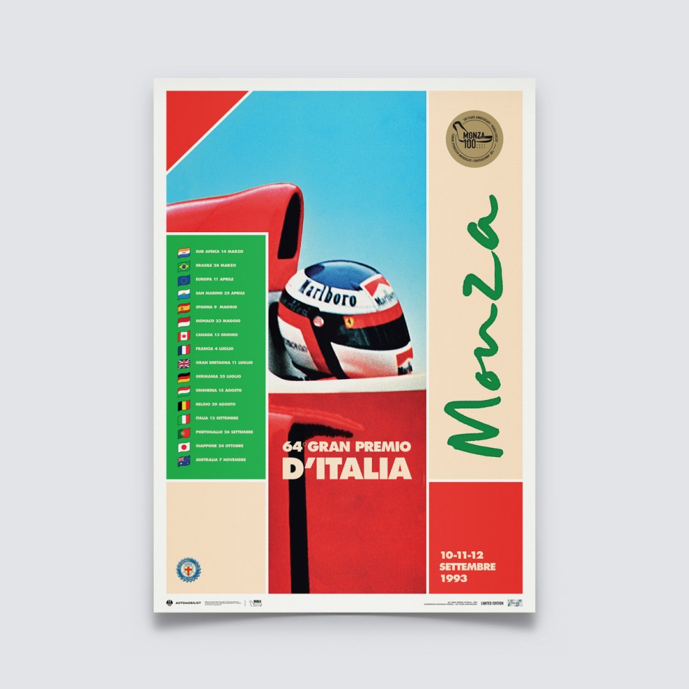 Automobilist Posters | Monza Circuit - 100 Years Anniversary - 1993 | Limited Edition - Další zboží F1 Plakáty
