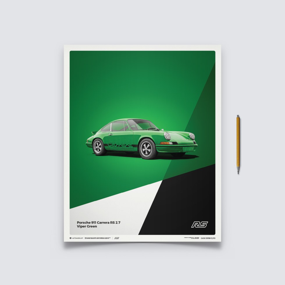 Automobilist Posters | Porsche 911 RS - 1973 - Green, Classic Edition, 40 x 50 cm - Další zboží F1 Plakáty
