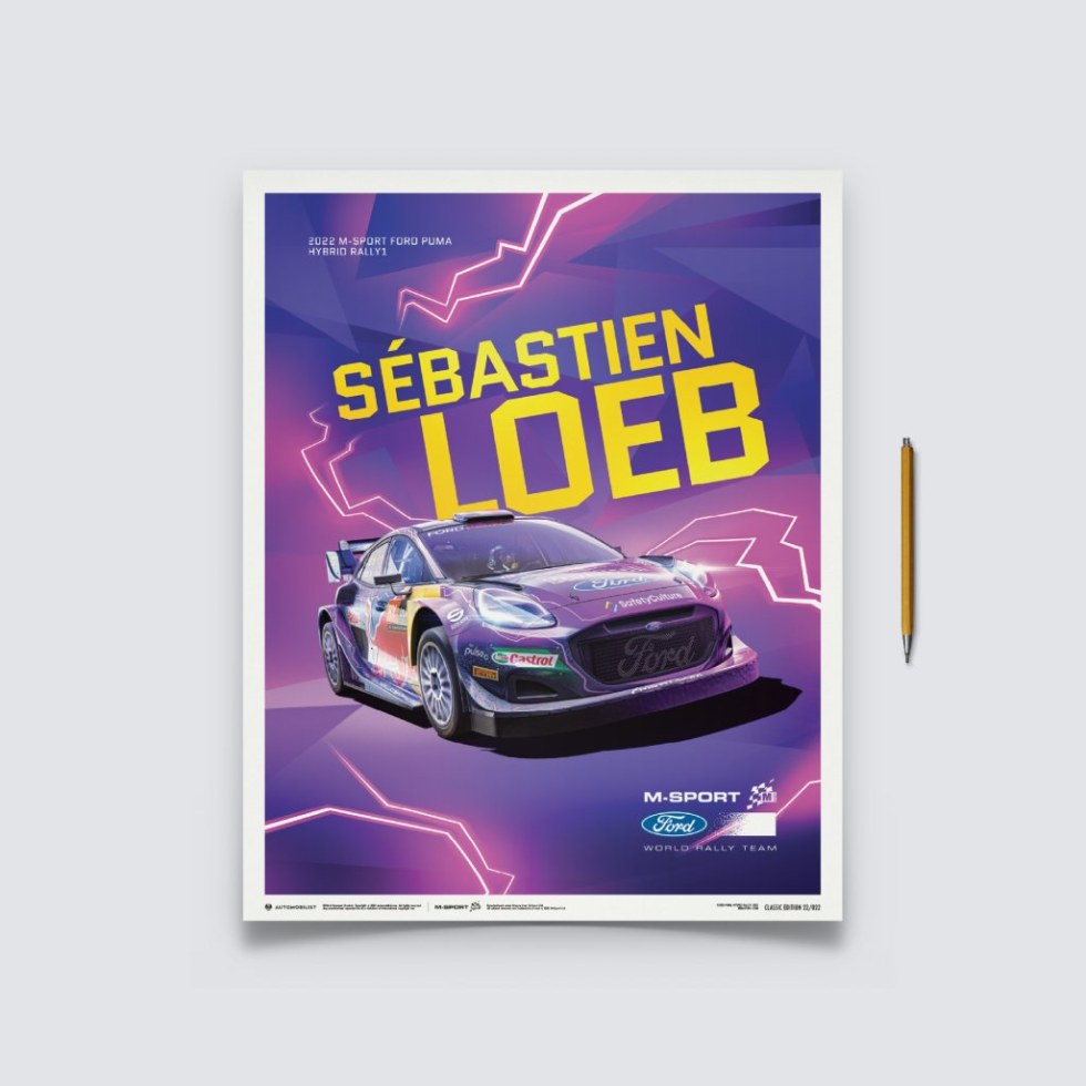 Automobilist Posters | M-Sport - Ford Puma Hybrid Rally1 - Sébastien Loeb - 2022, Classic Edition, 40 x 50 cm - Další zboží F1 Plakáty