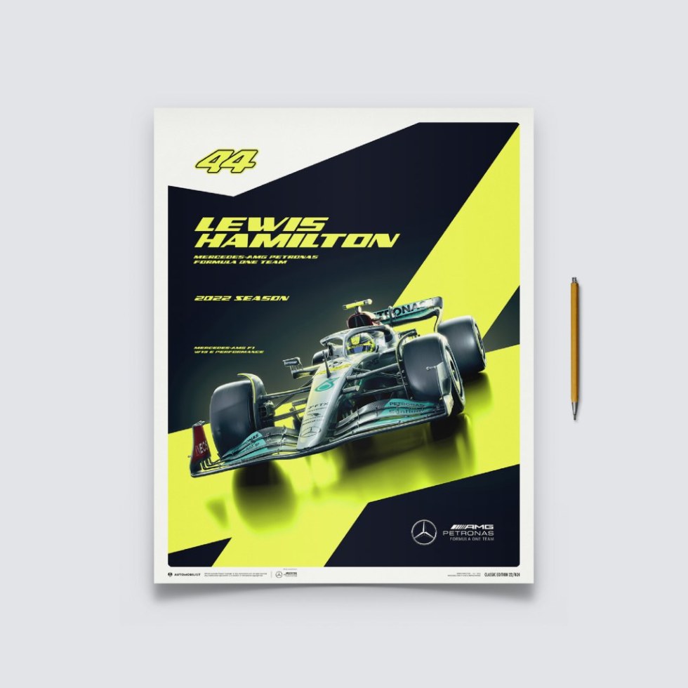 Automobilist Posters | Mercedes-AMG Petronas F1 Team - Lewis Hamilton - 2022, Classic Edition, 40 x 50 cm - Další zboží F1 Plakáty