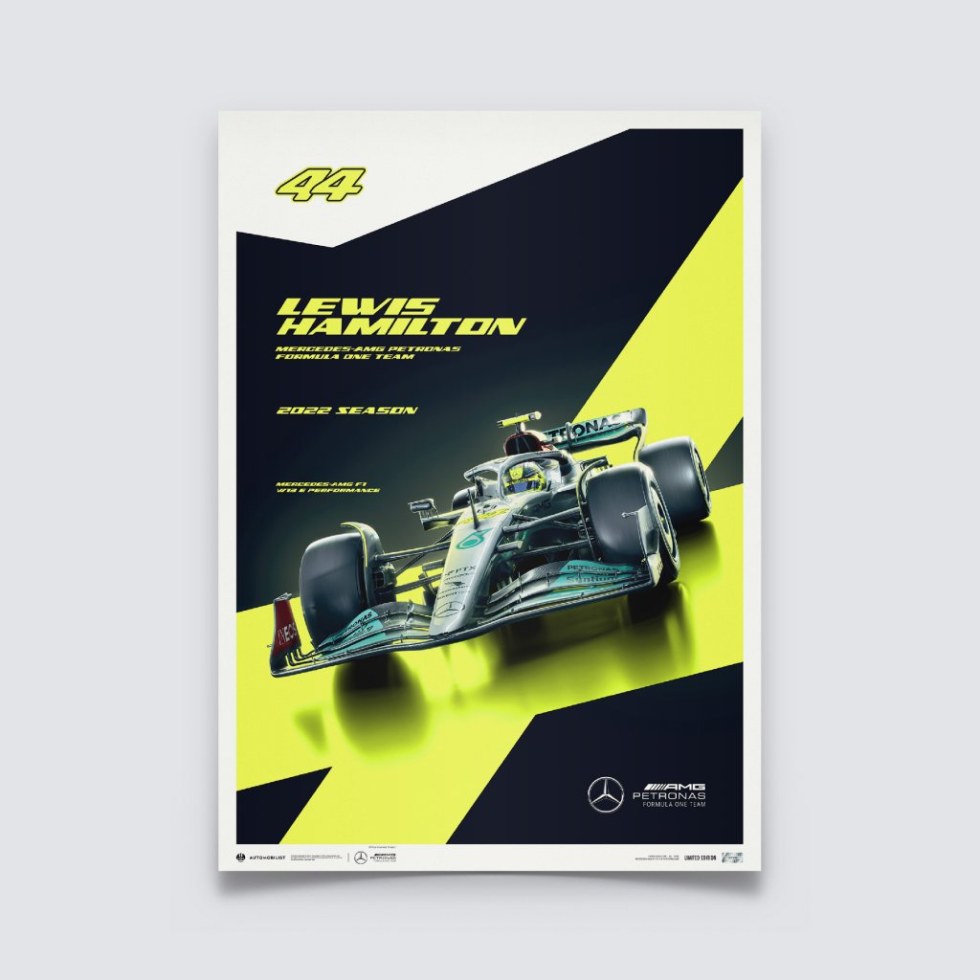 Automobilist Posters | Mercedes-AMG Petronas F1 Team - Lewis Hamilton - 2022, Limited Edition of 200, 50 x 70 cm - Další zboží F1 Plakáty