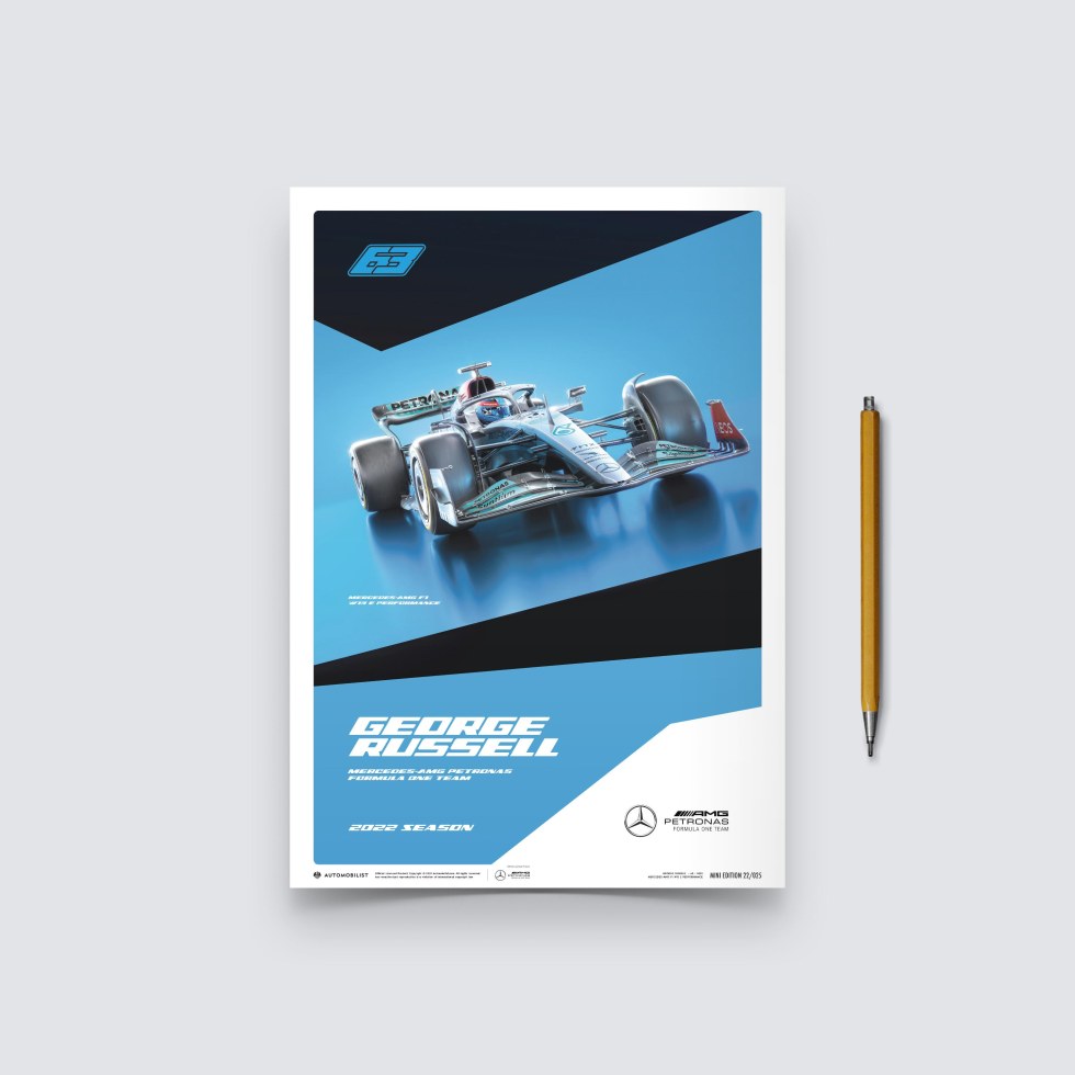 Automobilist Posters | Mercedes-AMG Petronas F1 Team - George Russell - 2022, Mini Edition, 21 x 30 cm - Další zboží F1 Plakáty