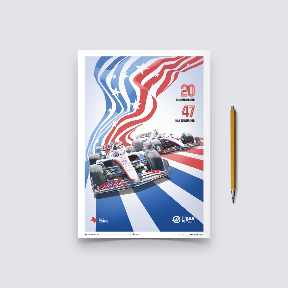 Automobilist Posters | Haas F1 Team - United States Grand Prix - 2022, Mini Edition, 21 x 30 cm - Další zboží F1 Plakáty