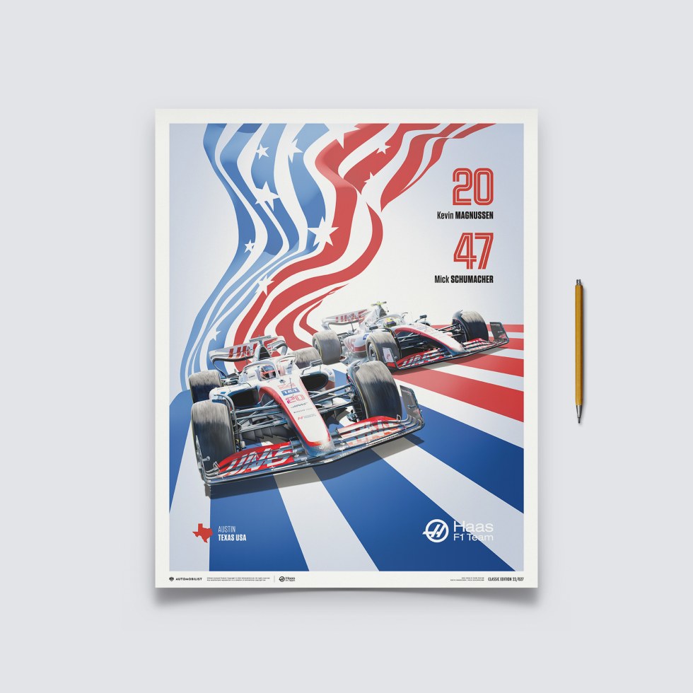 Automobilist Posters | Haas F1 Team - United States Grand Prix - 2022, Classic Edition, 40 x 50 cm - Další zboží F1 Plakáty