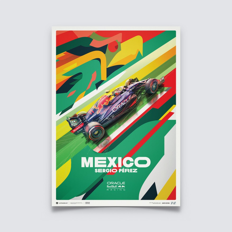 Automobilist Posters | Oracle Red Bull Racing - Sergio Pérez - Mexican Grand Prix - 2022, Limited Edition of 200, 50 x 70 cm - Další zboží F1 Plakáty