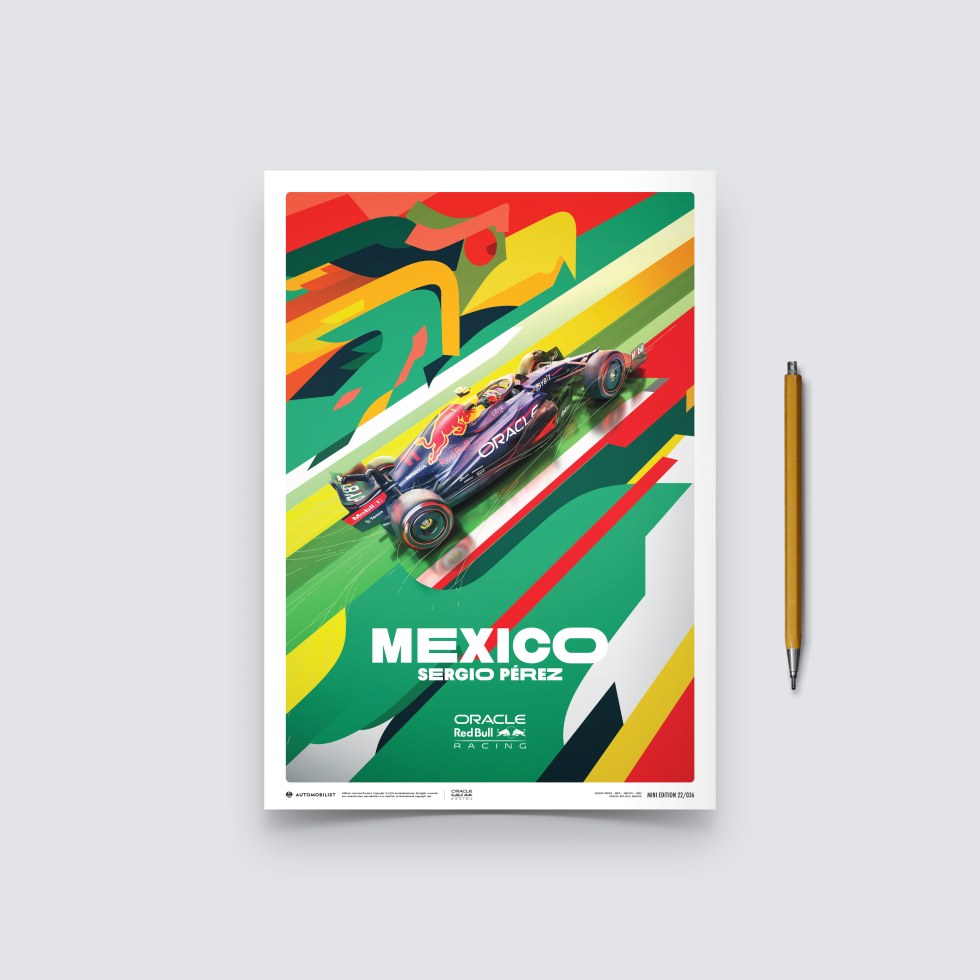 Automobilist Posters | Oracle Red Bull Racing - Sergio Pérez - Mexican Grand Prix - 2022, Mini Edition, 21 x 30 cm - Další zboží F1 Plakáty