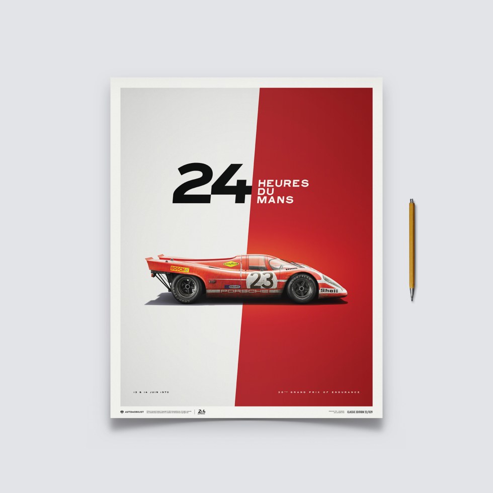 Automobilist Posters | Porsche 917 - Salzburg - 24 Hours of Le Mans - 1970, Classic Edition, 40 x 50 cm - Další zboží F1 Plakáty