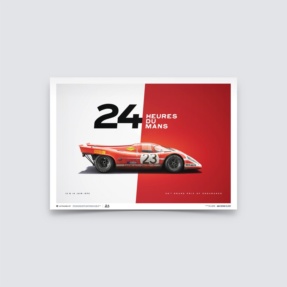 Automobilist Posters | Porsche 917 - Salzburg - 24 Hours of Le Mans - 1970, Mini Edition, 21 x 30 cm - Další zboží F1 Plakáty