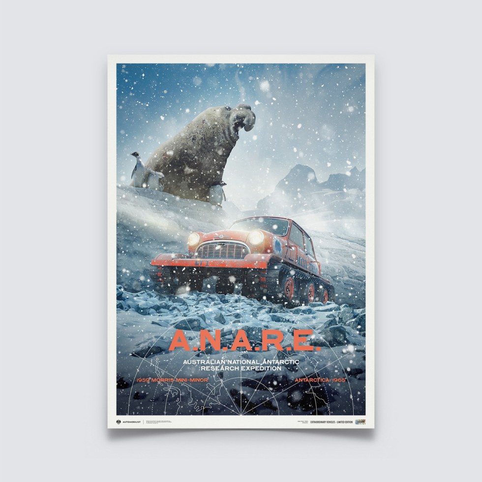 Automobilist Posters | Antarctic Expedition - Morris Mini-Trac - 1965 | Limited Edition - Další zboží F1 Plakáty