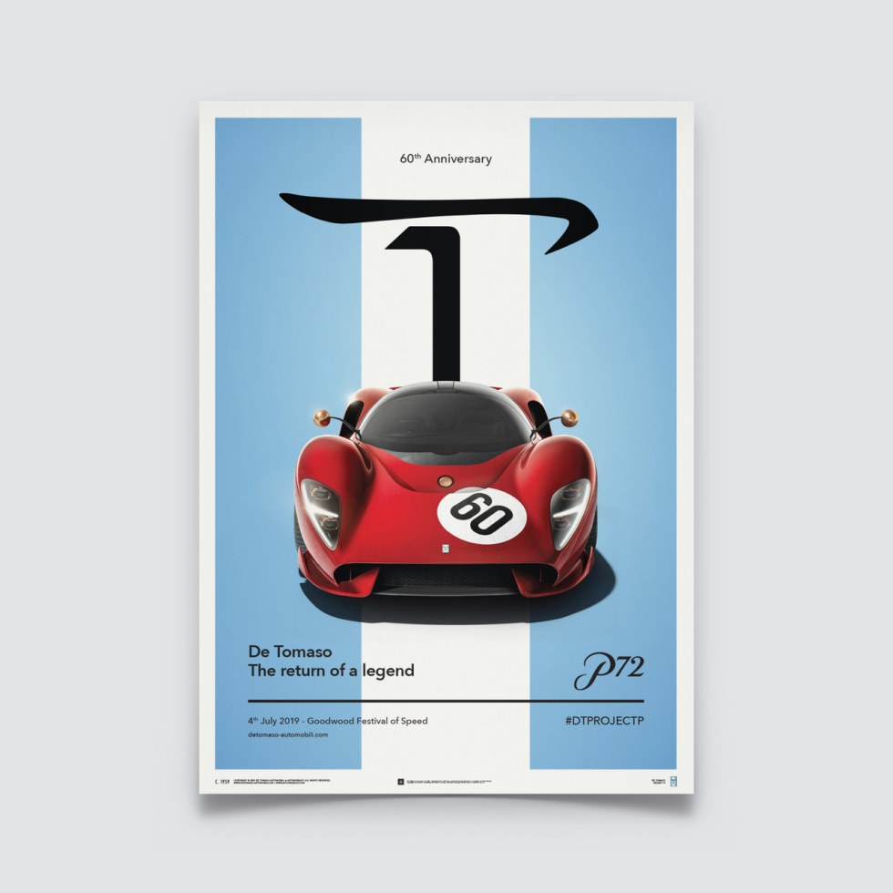 Automobilist Posters | De Tomaso Project P - Front view - 2019 | Unlimited Edition - Další zboží F1 Plakáty
