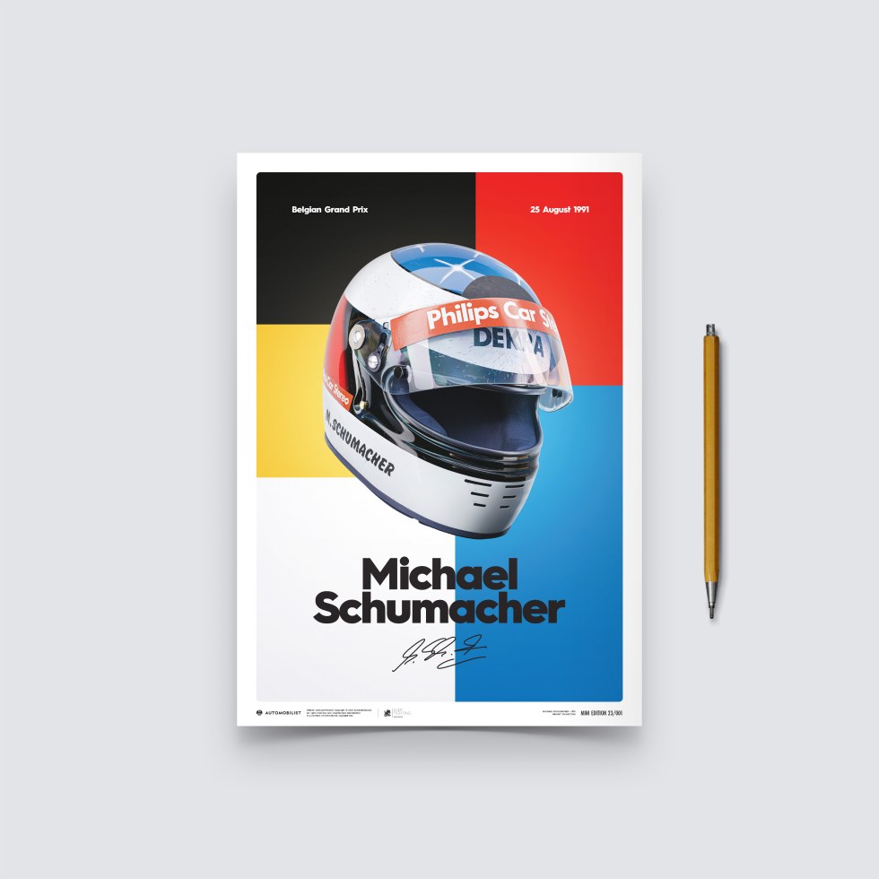 Automobilist Posters | Michael Schumacher - Helmet - 1991, Mini Edition, 21 x 30 cm