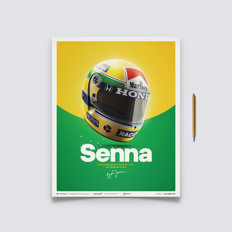 Automobilist Posters | McLaren MP4/4 - Ayrton Senna - Helmet - San Marino GP - 1988, Classic Edition, 40 x 50 cm - Další zboží F1 Plakáty
