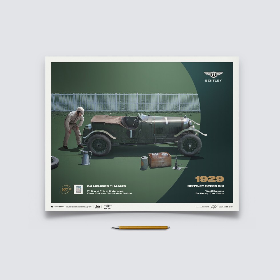 Automobilist Posters | Bentley Speed Six - 24h Le Mans - 100th Anniversary - 1929, Classic Edition, 40 x 50 cm - Další zboží F1 Plakáty