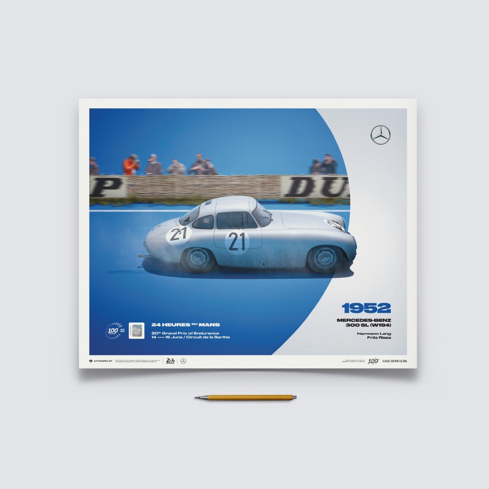 Automobilist Posters | Mercedes-Benz 300 SL (W194) - 24h Le Mans - 100th Anniversary - 1952, Classic Edition, 40 x 50 cm
