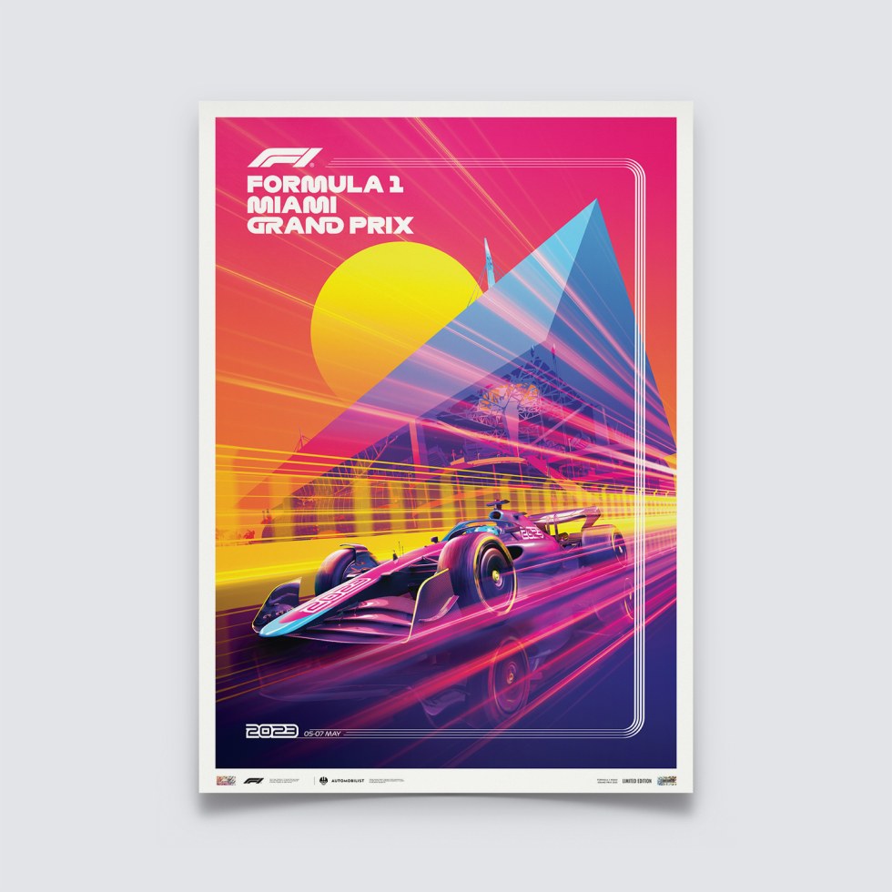 Automobilist Posters | Formula 1 - Miami Grand Prix - 2023, Limited Edition of 750, 50 x 70 cm - Další zboží F1 Plakáty