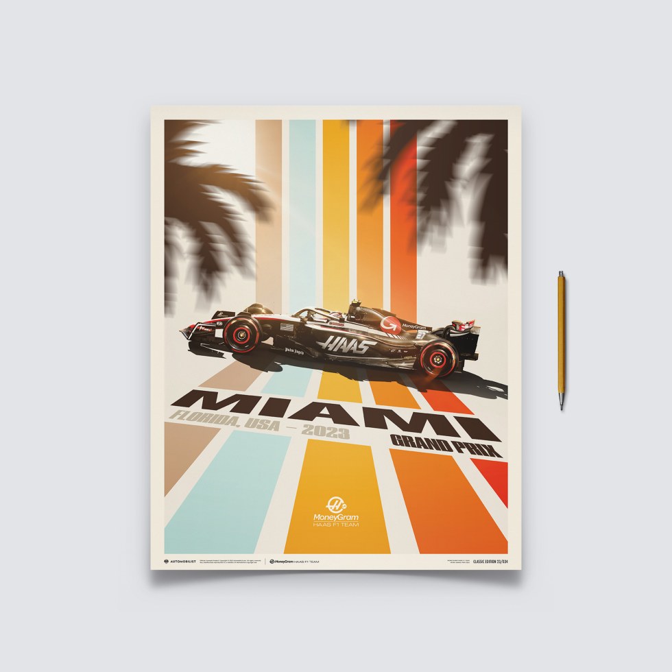 Automobilist Posters | Haas F1 Team - Miami - 2023, Classic Edition, 40 x 50 cm - Další zboží F1 Plakáty