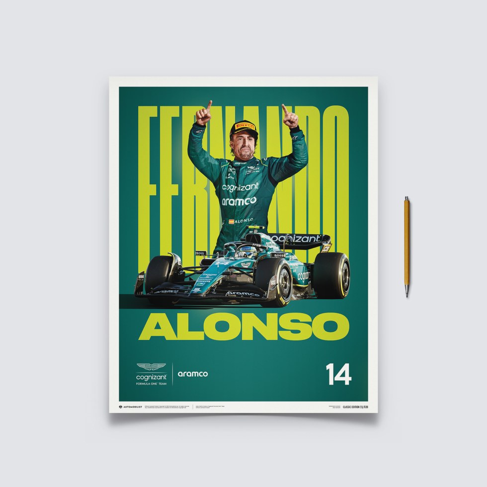 Automobilist Posters | Aston Martin Aramco Cognizant Formula One™ Team - Fernando Alonso - 2023, Classic Edition, 40 x 50 cm - Další zboží F1 Plakáty