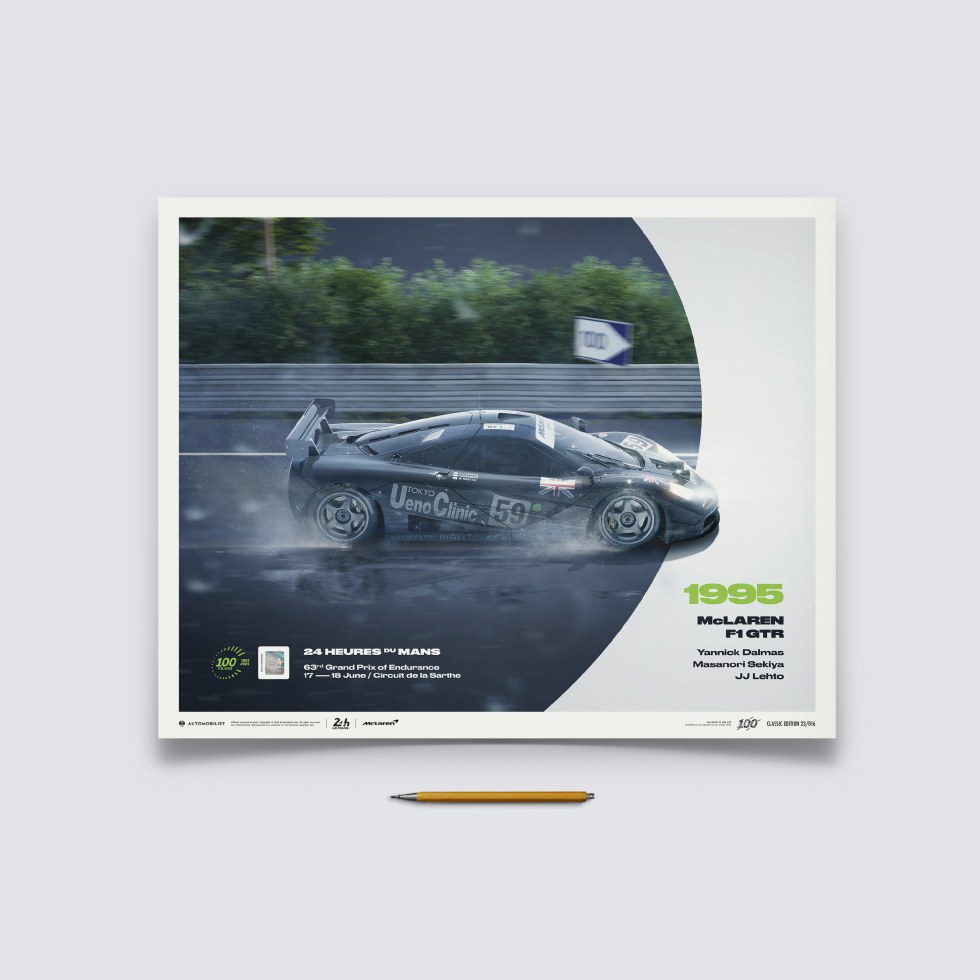 Automobilist Posters | McLaren F1 GTR - 24h Le Mans - 100th Anniversary - 1995, Classic Edition, 40 x 50 cm - Další zboží F1 Plakáty