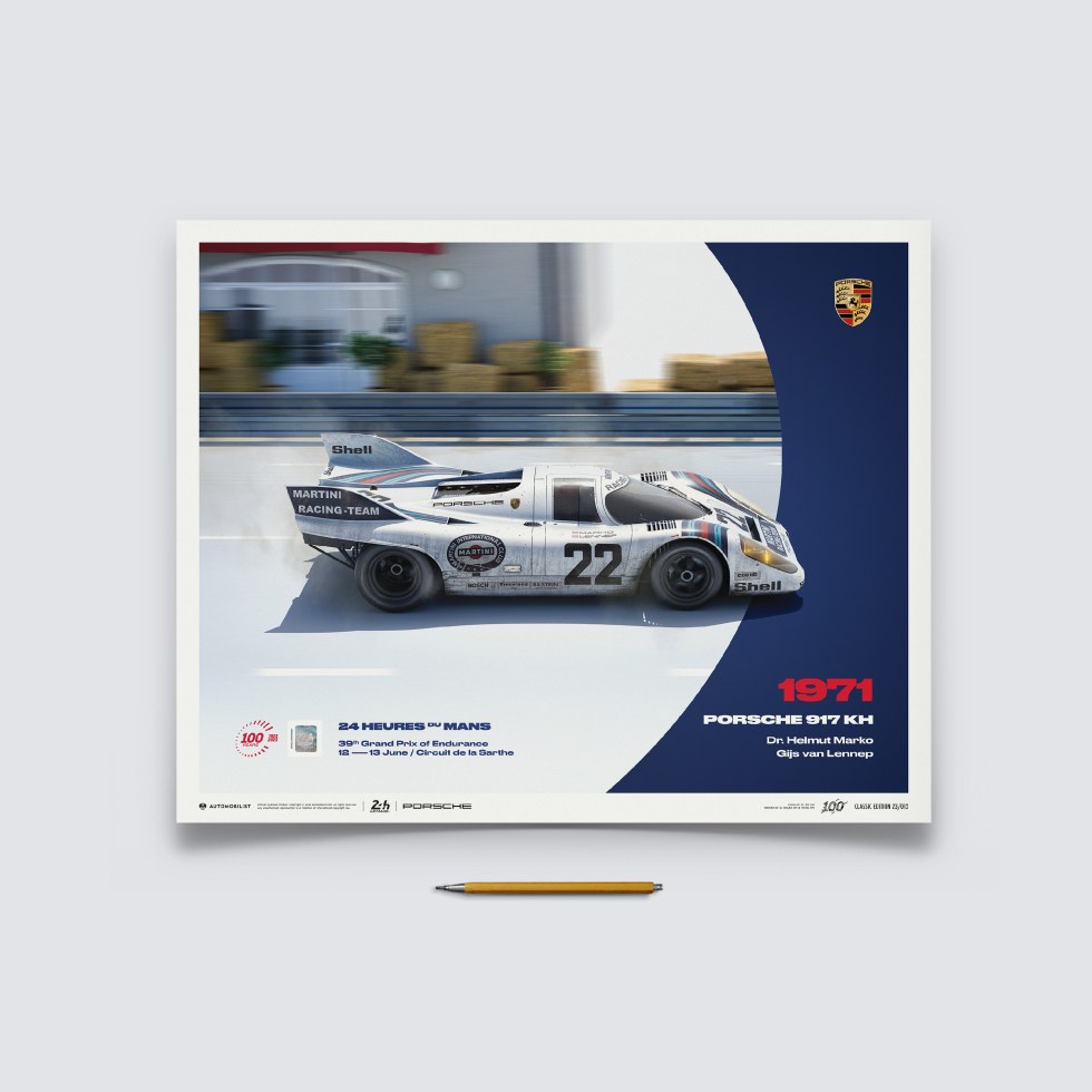 Automobilist Posters | Porsche 917 KH - 24h Le Mans - 100th Anniversary - 1971, Classic Edition, 40 x 50 cm - Další zboží F1 Plakáty