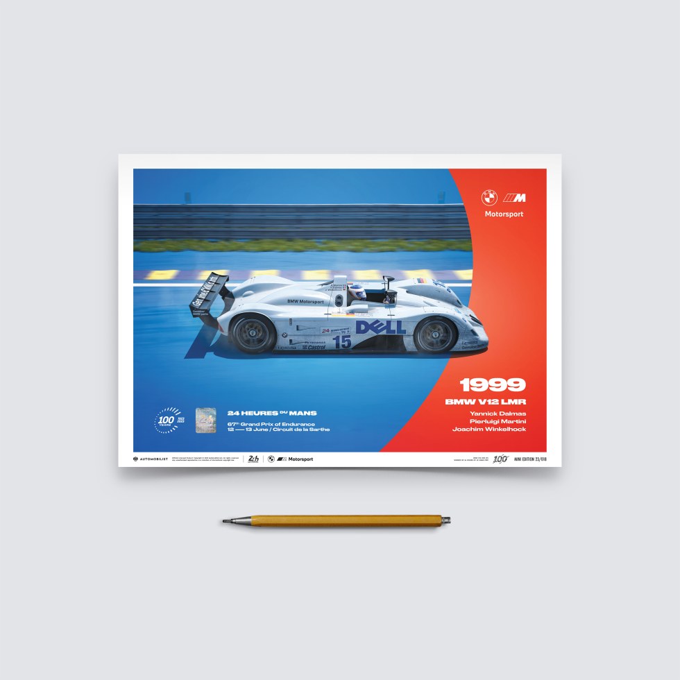 Automobilist Posters | BMW V12 LMR - 24h Le Mans - 100th Anniversary - 1999, Mini Edition, 21 x 30 cm