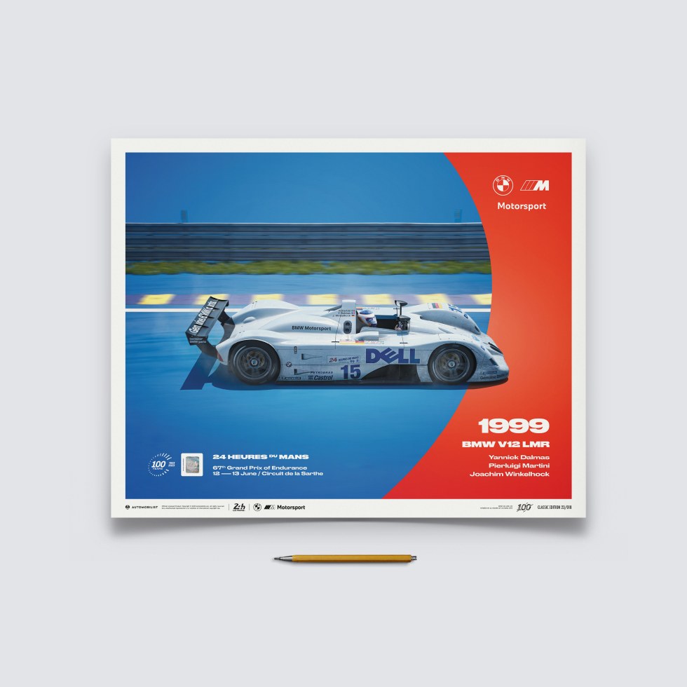 Automobilist Posters | BMW V12 LMR - 24h Le Mans - 100th Anniversary - 1999, Classic Edition, 40 x 50 cm - Další zboží F1 Plakáty