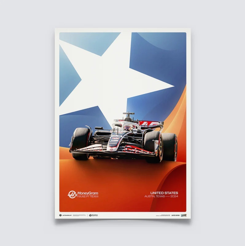 MoneyGram Haas F1 Team 2024 | Velká cena Austinu Texas 50x70 - Další zboží F1 Plakáty